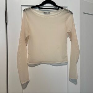 Abercrombie & Fitch Sheer Cream Long Sleeve Top